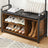 Coat Rack Stand - Steel Frame - Rustic Brown and Black - 8 Hooks with Shoe Bench