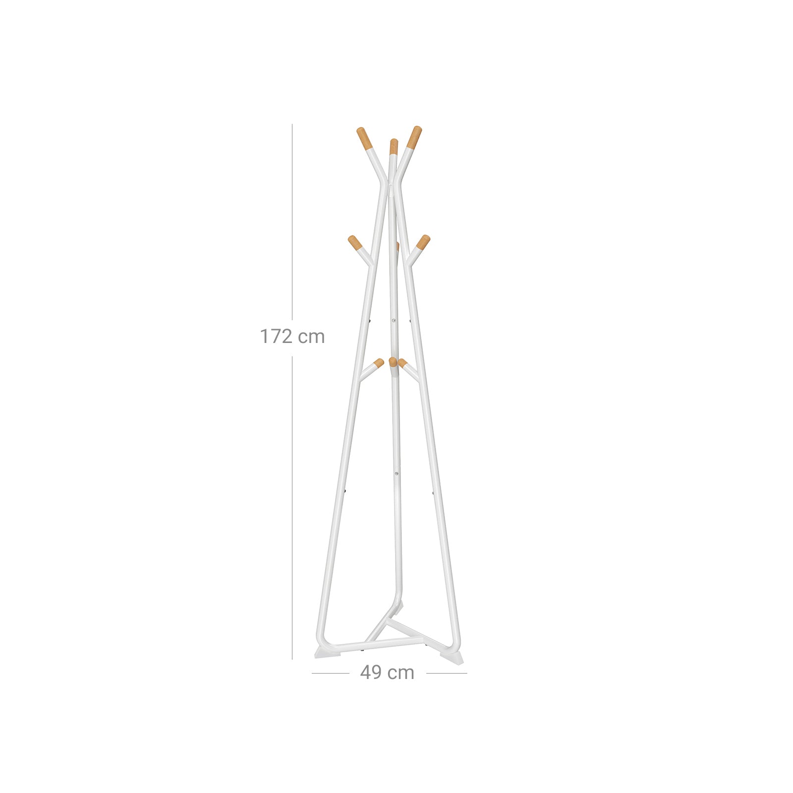 Coat Rack Stand - 9 Hooks - Beech Wood - Black with Natural Grain