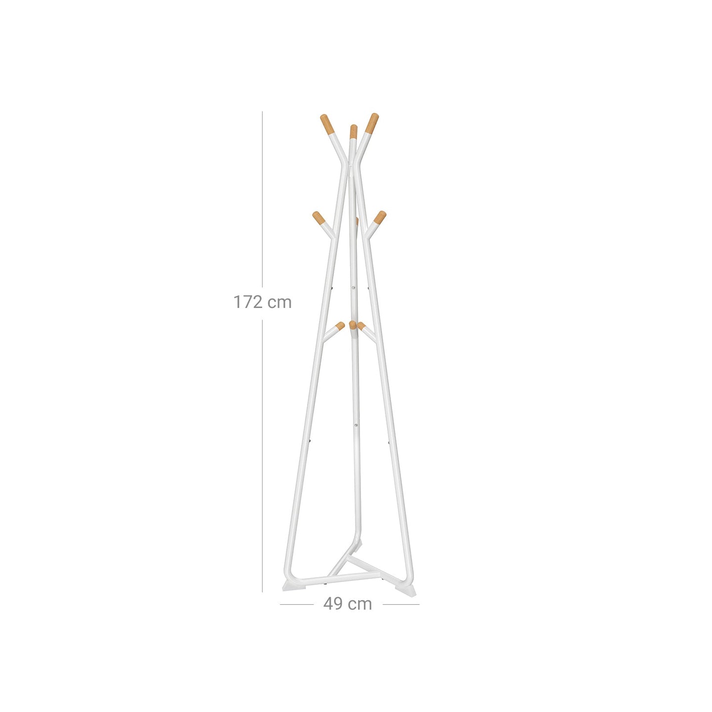 Coat Rack Stand - 9 Hooks - Beech Wood - Black with Natural Grain