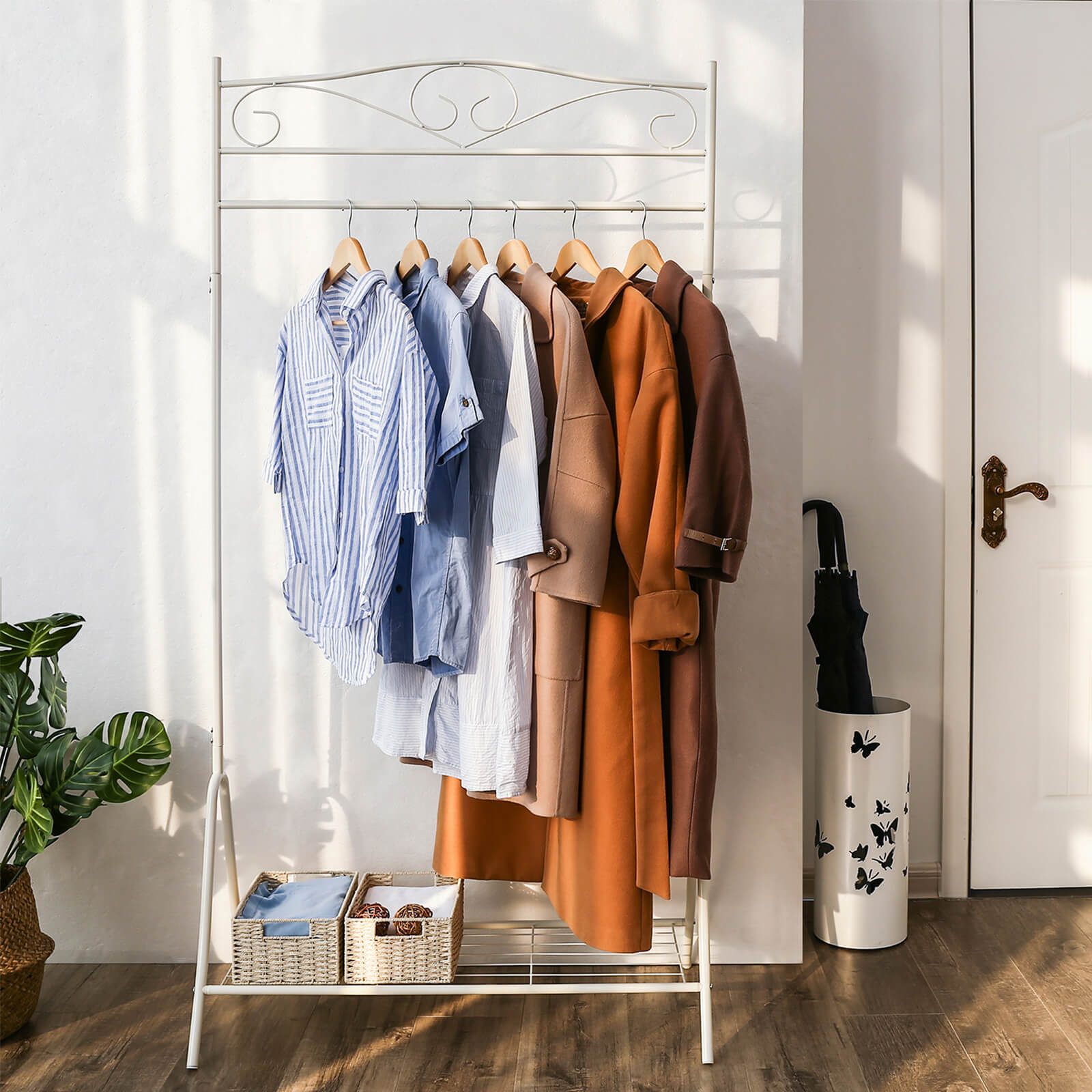 Coat Rack - Metal - Cream - Modular Design with Rail