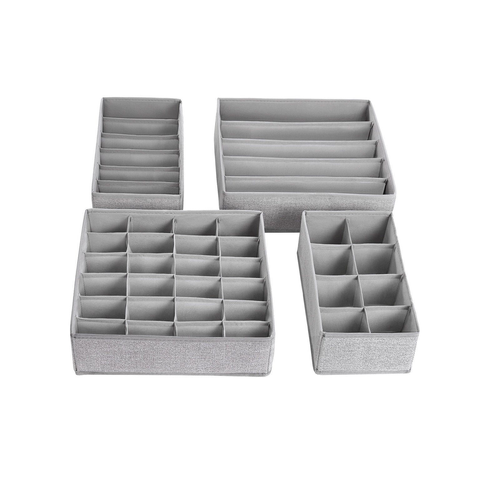 Collapsible Drawer Organiser - Fabric - Dark Grey - Set of 4 for Bras