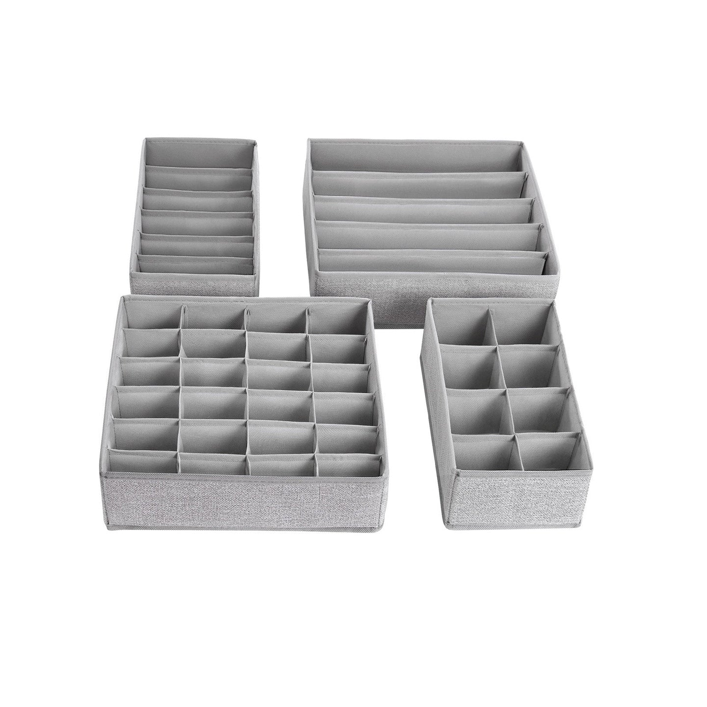 Collapsible Drawer Organiser - Fabric - Dark Grey - Set of 4 for Bras