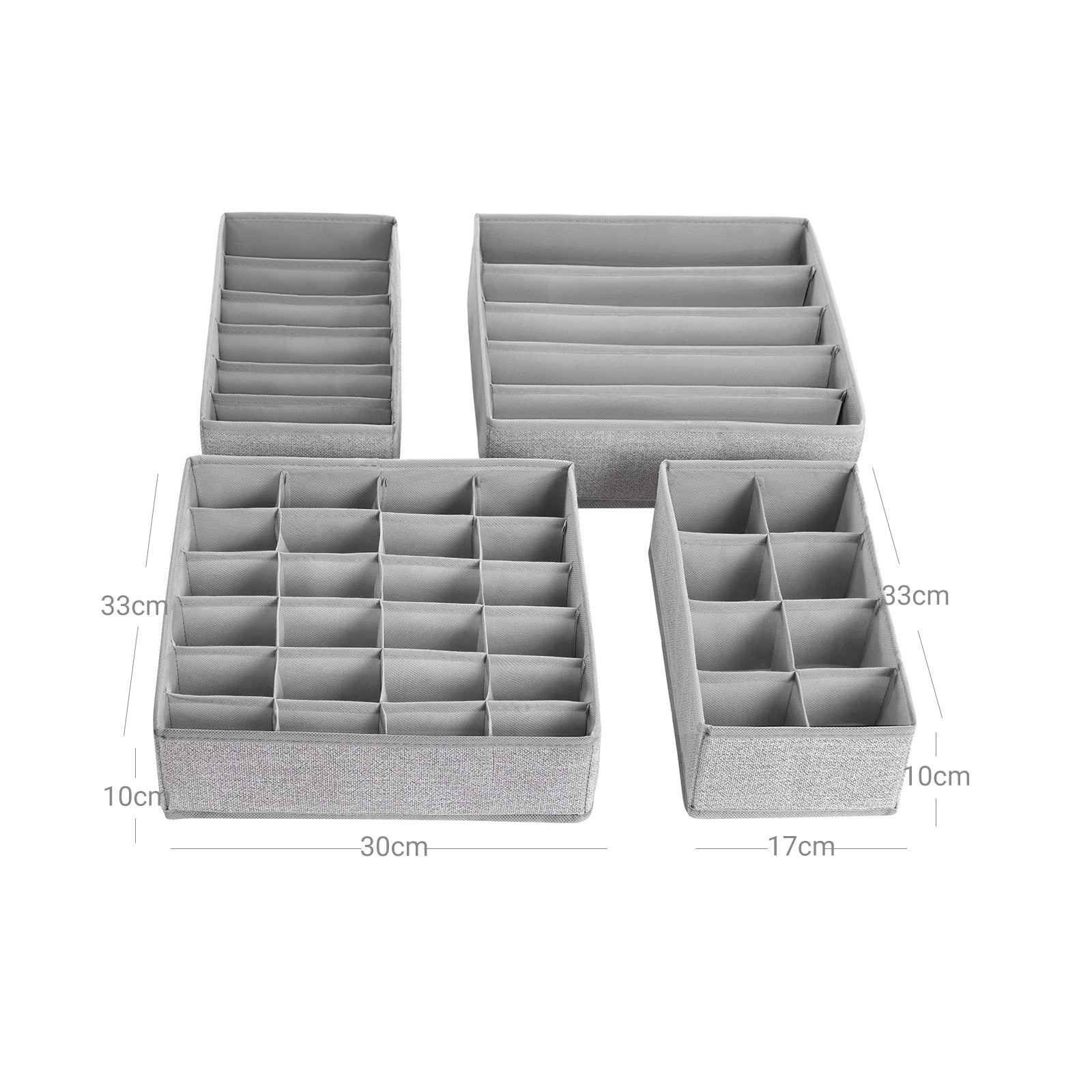 Collapsible Drawer Organiser - Fabric - Dark Grey - Set of 4 for Bras