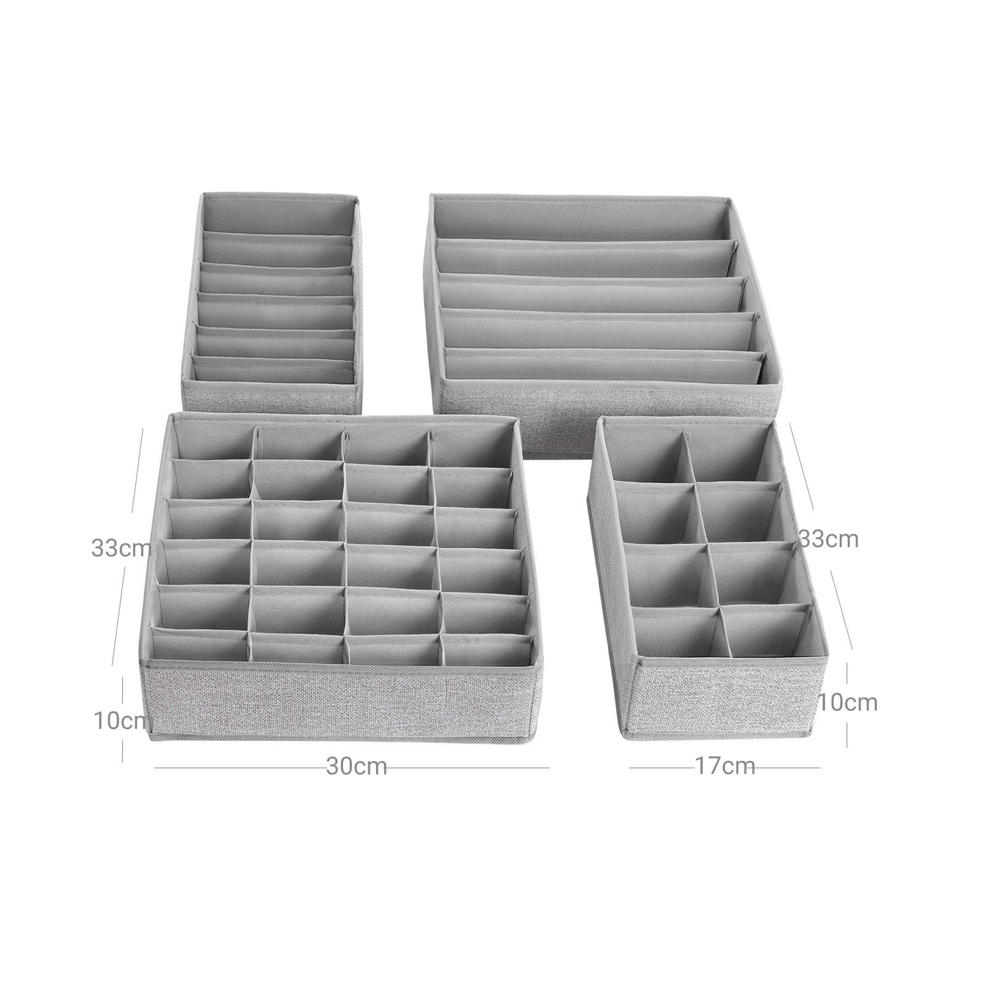 Collapsible Drawer Organiser - Fabric - Dark Grey - Set of 4 for Bras