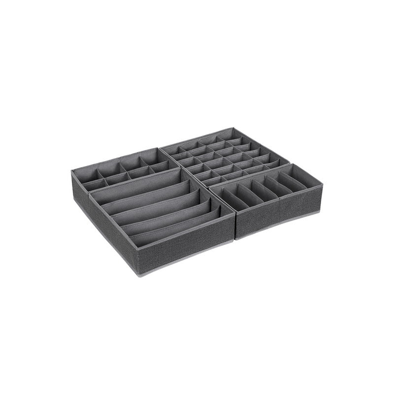 Collapsible Drawer Organiser - Fabric - Dark Grey - Set of 4 for Bras