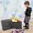 Collapsible Storage Ottoman - Fabric - Dark Grey - Multifunctional Foot Stool with Wooden Feet