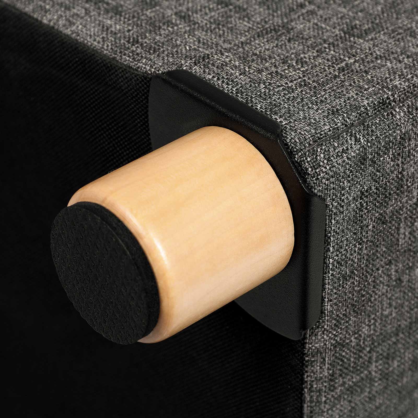 Collapsible Storage Ottoman - Fabric - Dark Grey - Multifunctional Foot Stool with Wooden Feet