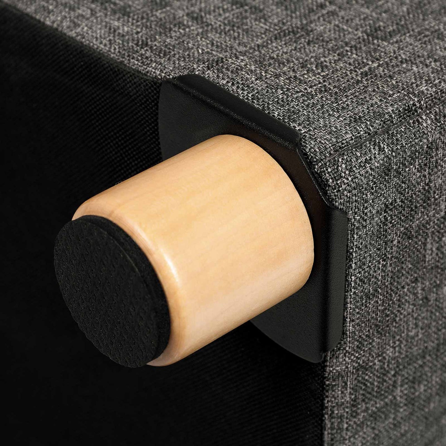 Collapsible Storage Ottoman - Fabric - Dark Grey - Multifunctional Foot Stool with Wooden Feet