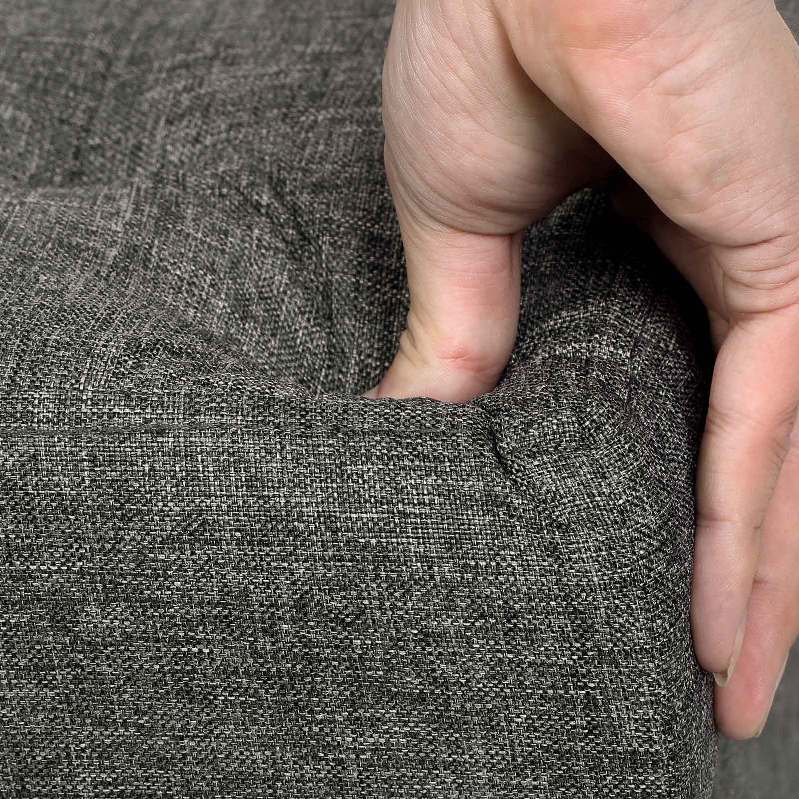 Collapsible Storage Ottoman - Fabric - Dark Grey - Multifunctional Foot Stool with Wooden Feet