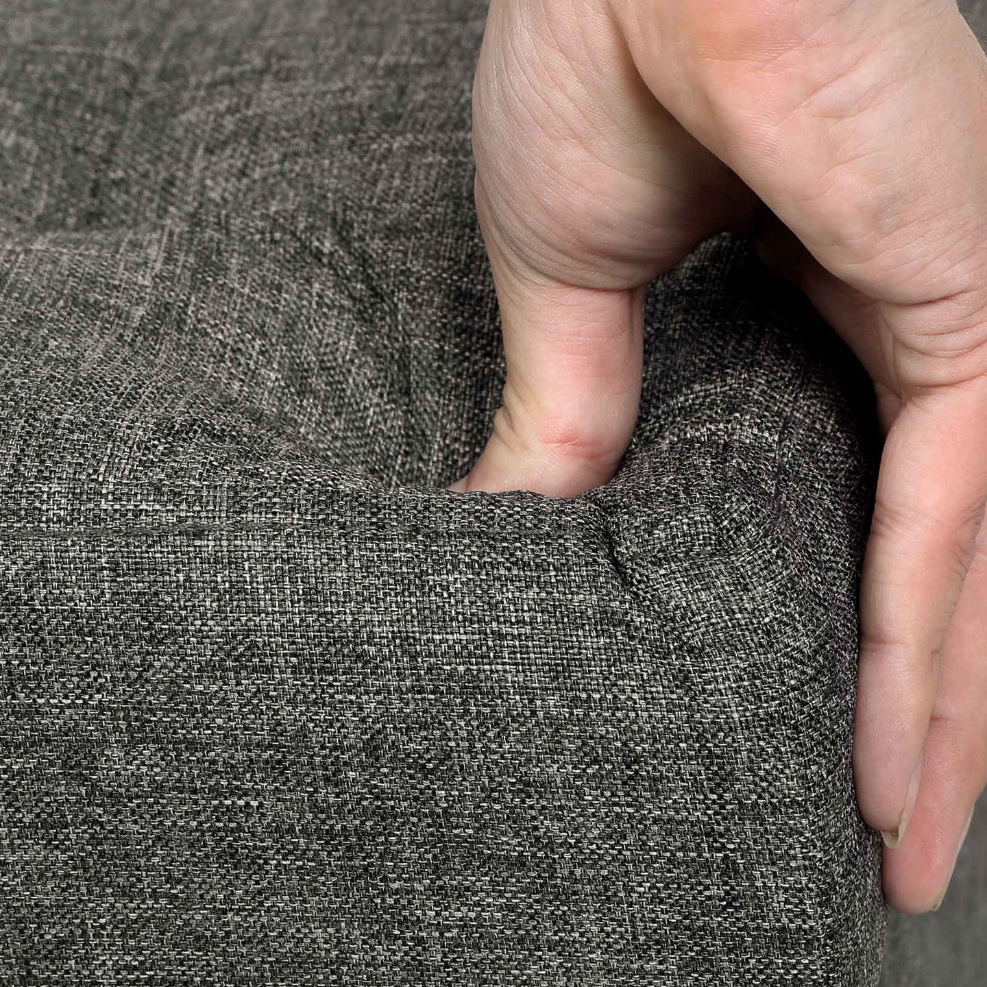 Collapsible Storage Ottoman - Fabric - Dark Grey - Multifunctional Foot Stool with Wooden Feet