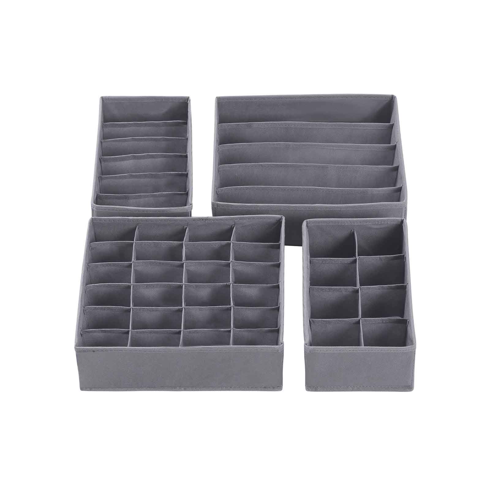 Collapsible Drawer Organisers - Fabric - Grey - Set of 4 Foldable Closet Dividers for Bras