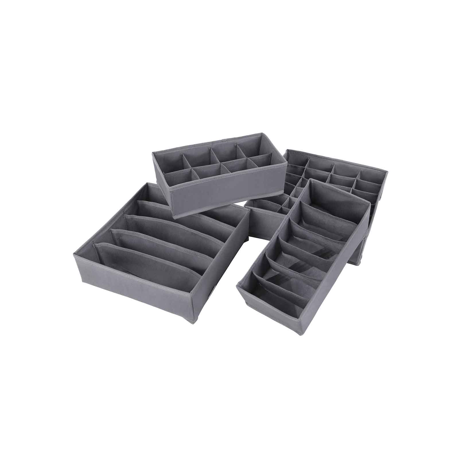 Collapsible Drawer Organisers - Fabric - Grey - Set of 4 Foldable Closet Dividers for Bras