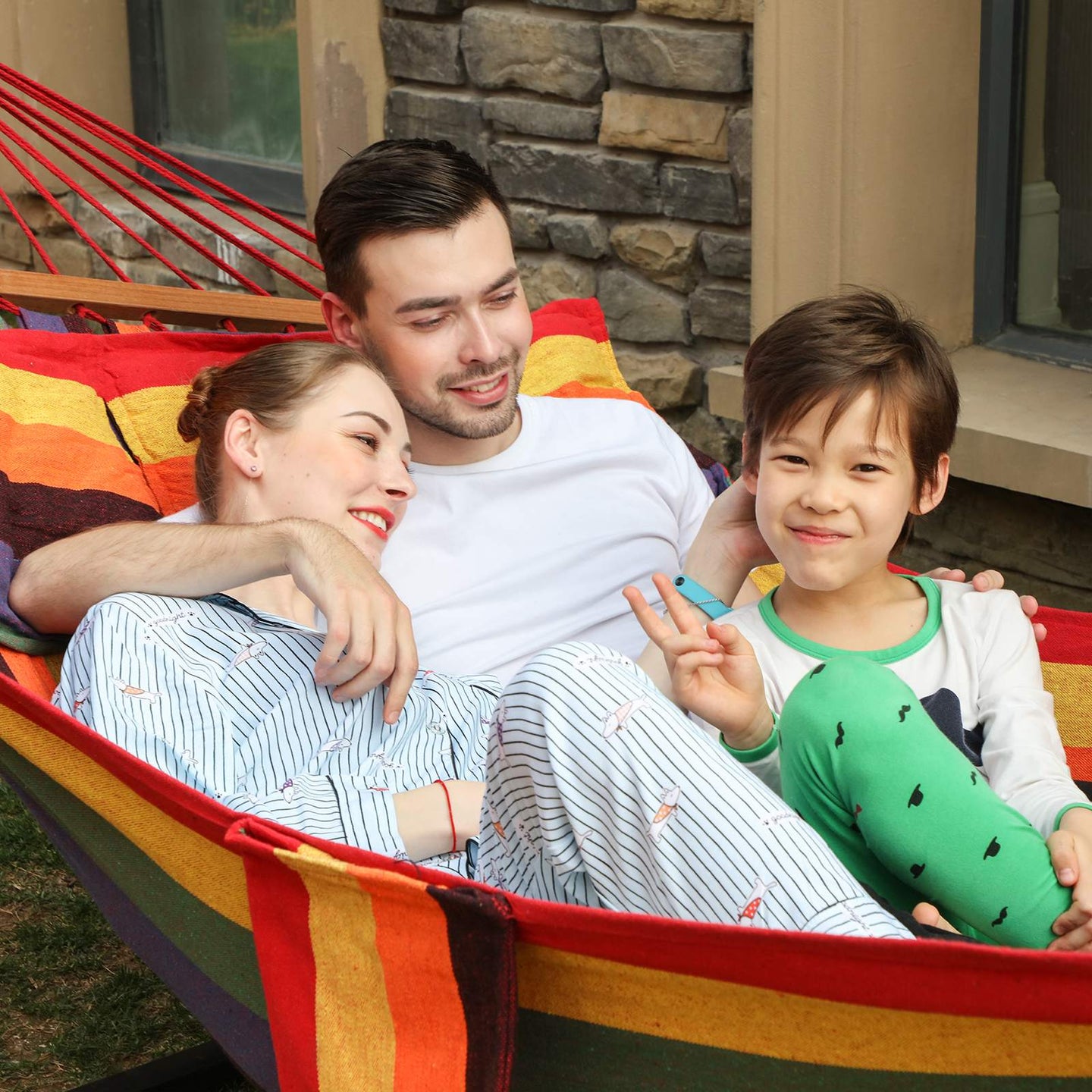 Portable Hammock - 70% Cotton - Multicolor - Includes Two Pillows
