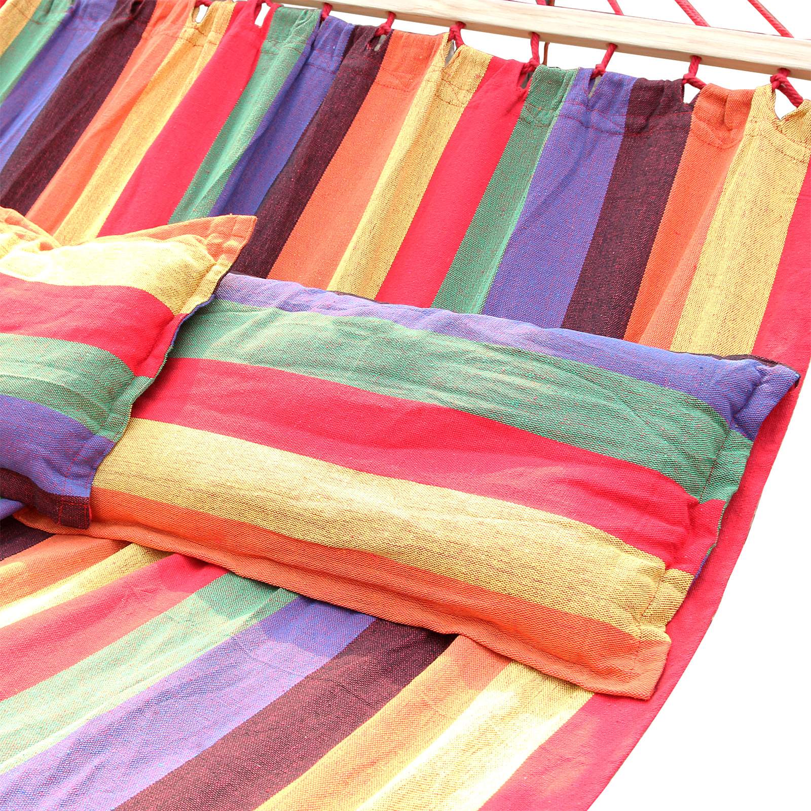 Portable Hammock - 70% Cotton - Multicolor - Includes Two Pillows
