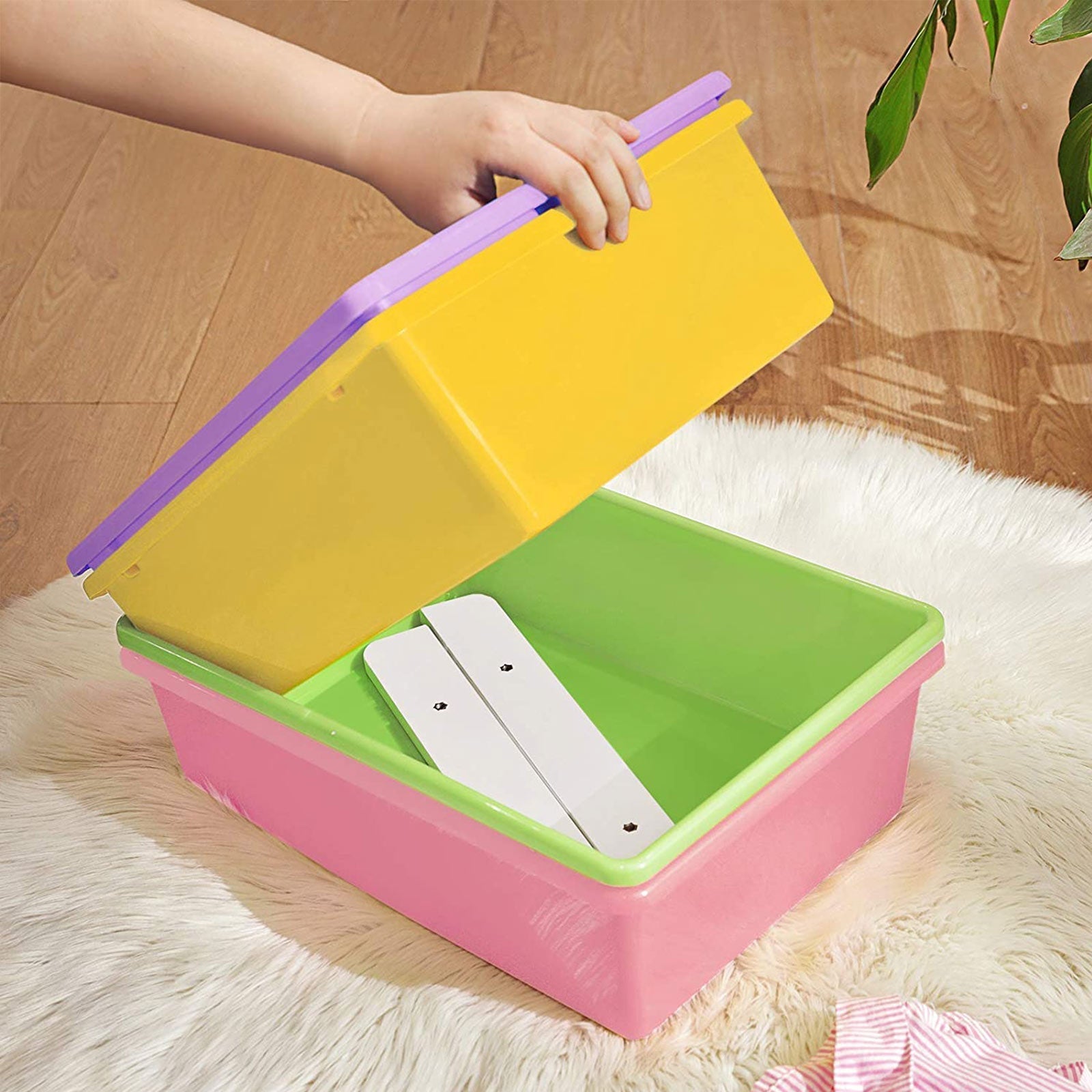 Toy Storage Unit - 12 Removable Bins - PP Plastic - Candy Color and White