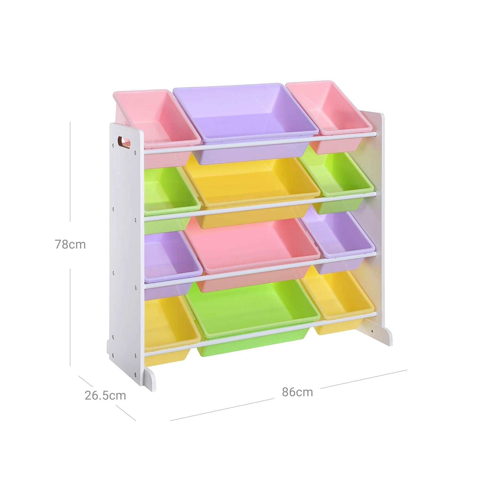 Toy Storage Unit - 12 Removable Bins - PP Plastic - Candy Color and White