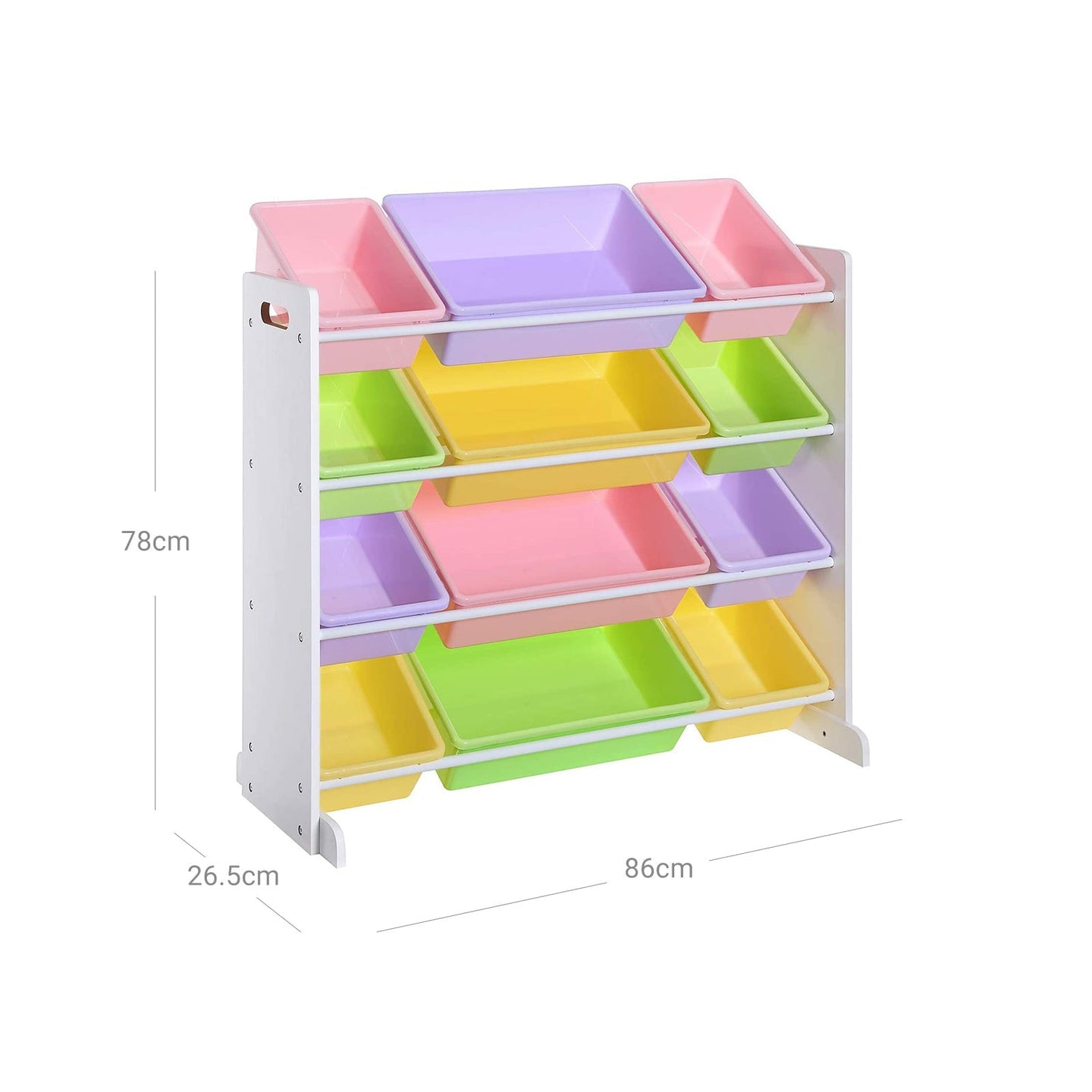 Toy Storage Unit - 12 Removable Bins - PP Plastic - Candy Color and White