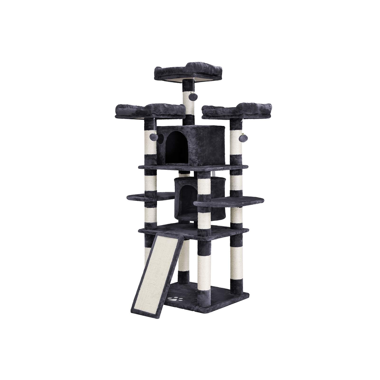 Cat Tree - Wood - Smoky Grey - 3 Viewing Perches