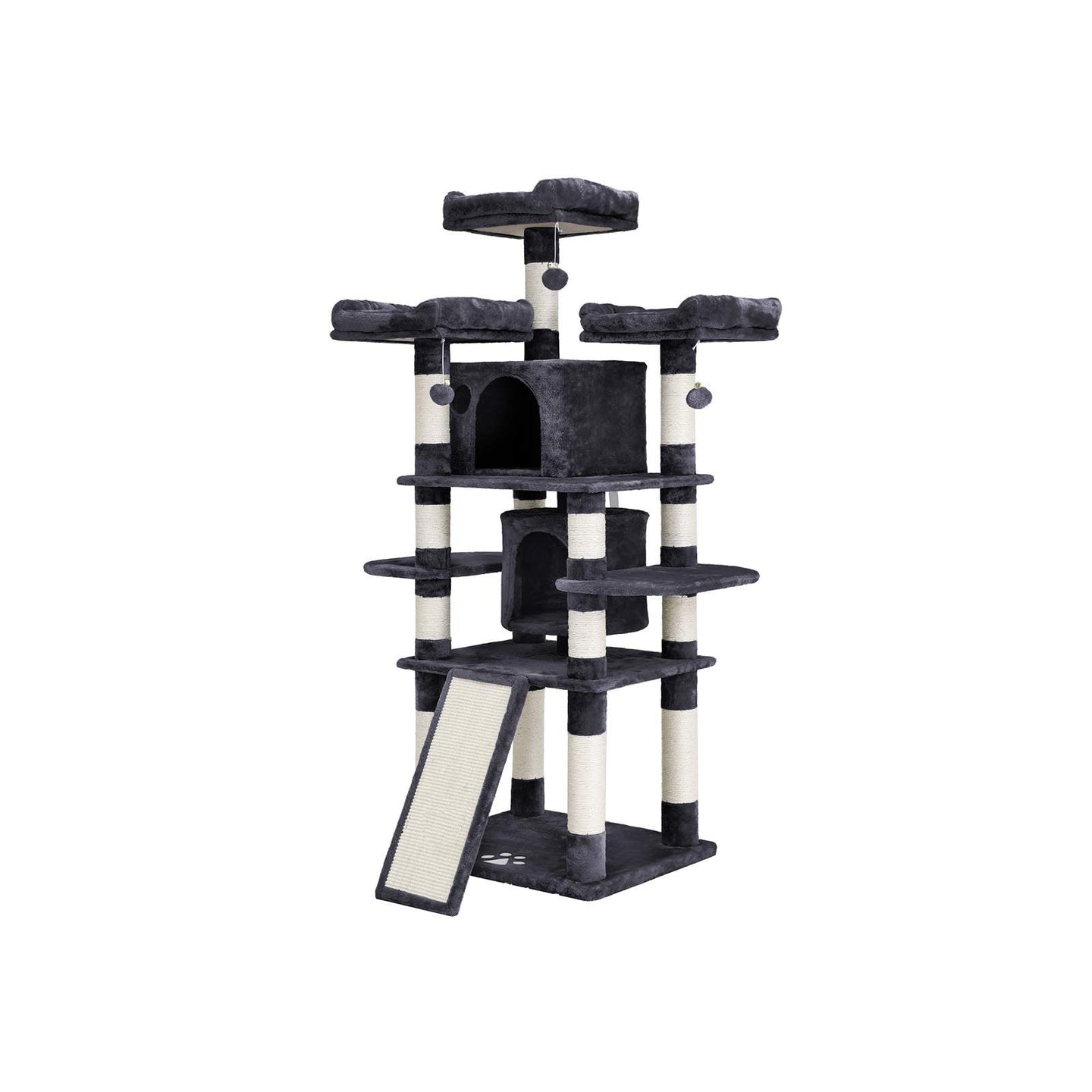Cat Tree - Wood - Smoky Grey - 3 Viewing Perches