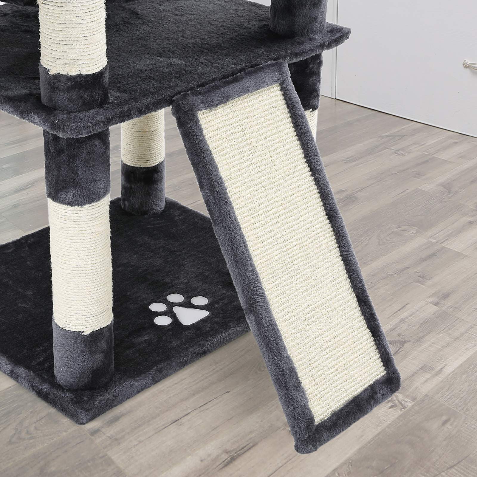 Cat Tree - Wood - Smoky Grey - 3 Viewing Perches