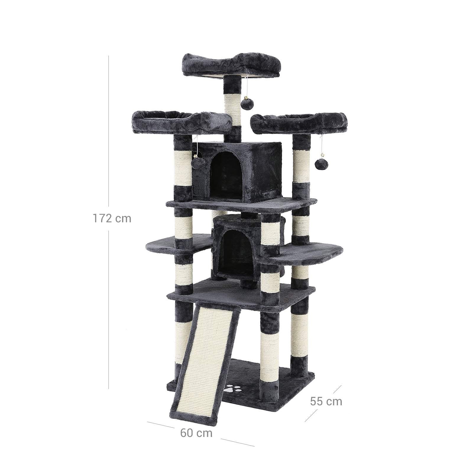 Cat Tree - Wood - Smoky Grey - 3 Viewing Perches