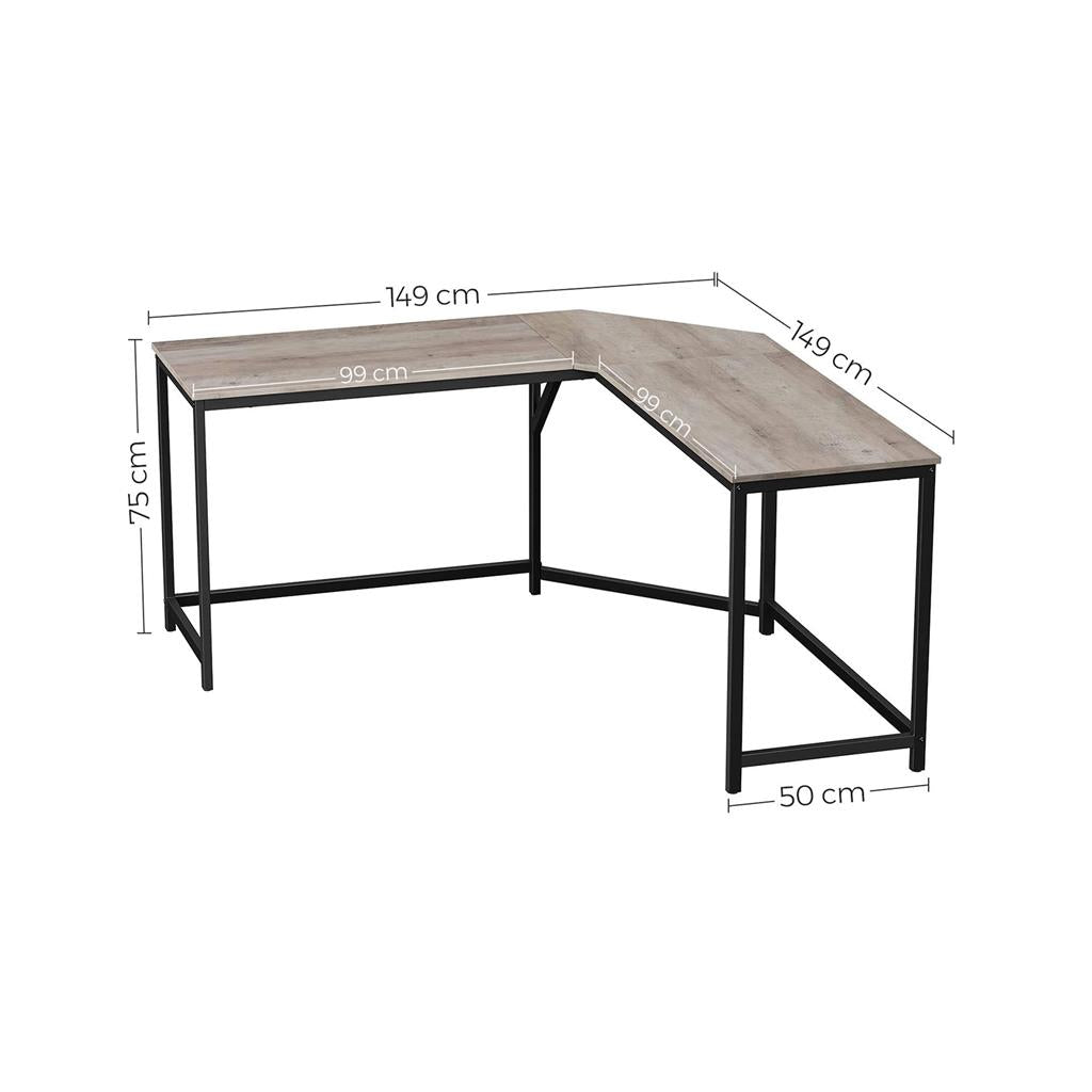 L-Shaped Corner Desk - Wood - Greige and Black