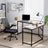 L-Shaped Corner Desk - Wood - Greige and Black