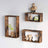 Floating Cube Shelves - Wood - Rustic Brown - Set of 3