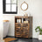 Storage Cupboard - Wood - Rustic Brown - Louvered Doors and Adjustable Shelf