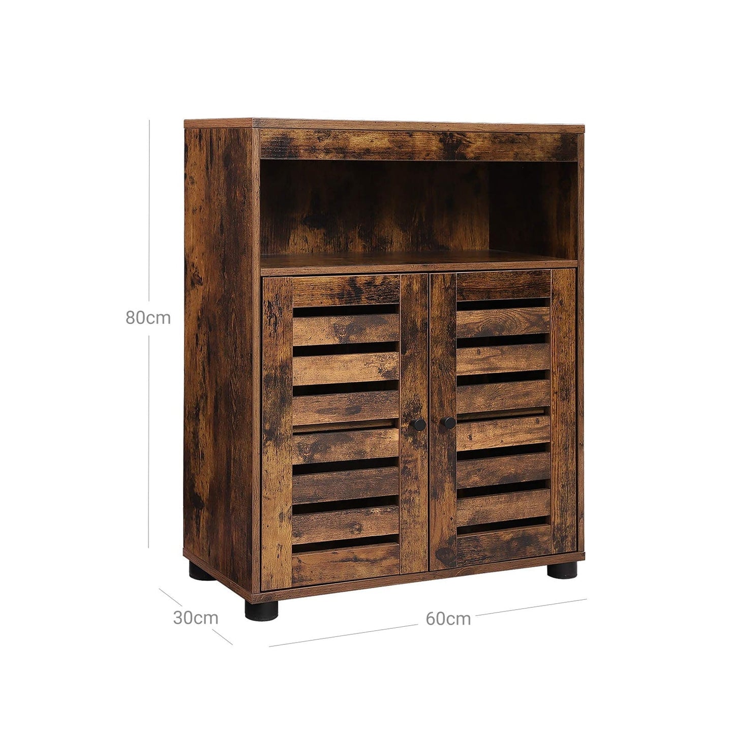 Storage Cupboard - Wood - Rustic Brown - Louvered Doors and Adjustable Shelf