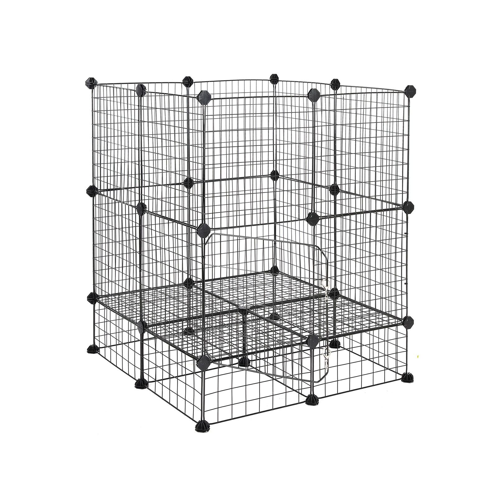 Customizable Pet Playpen - Metal - Black - Indoor Grid Design with Rubber Mallet