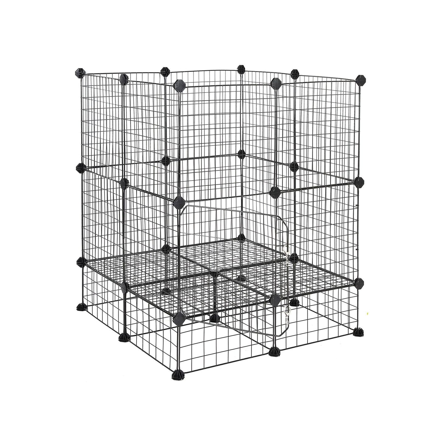 Customizable Pet Playpen - Metal - Black - Indoor Grid Design with Rubber Mallet