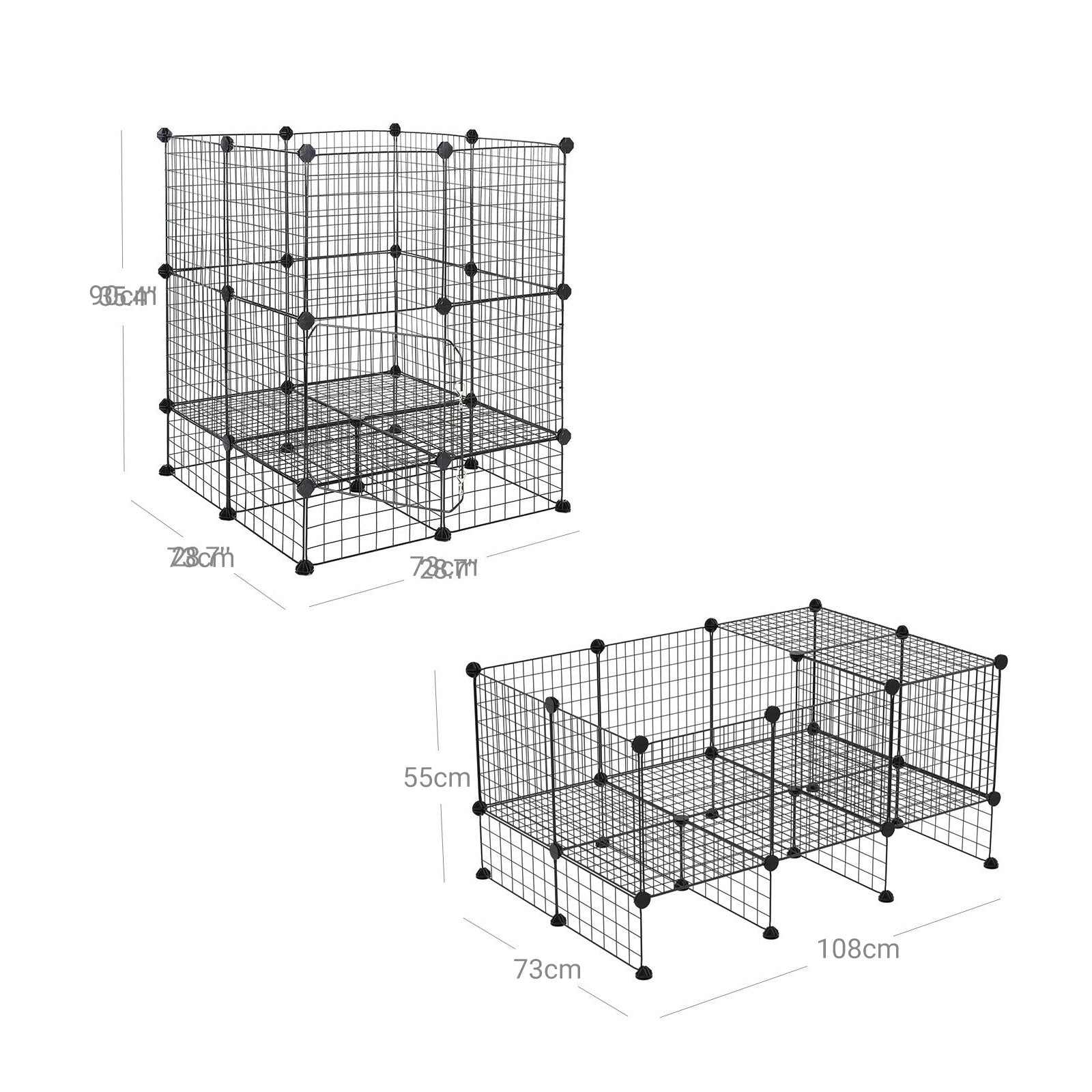 Customizable Pet Playpen - Metal - Black - Indoor Grid Design with Rubber Mallet