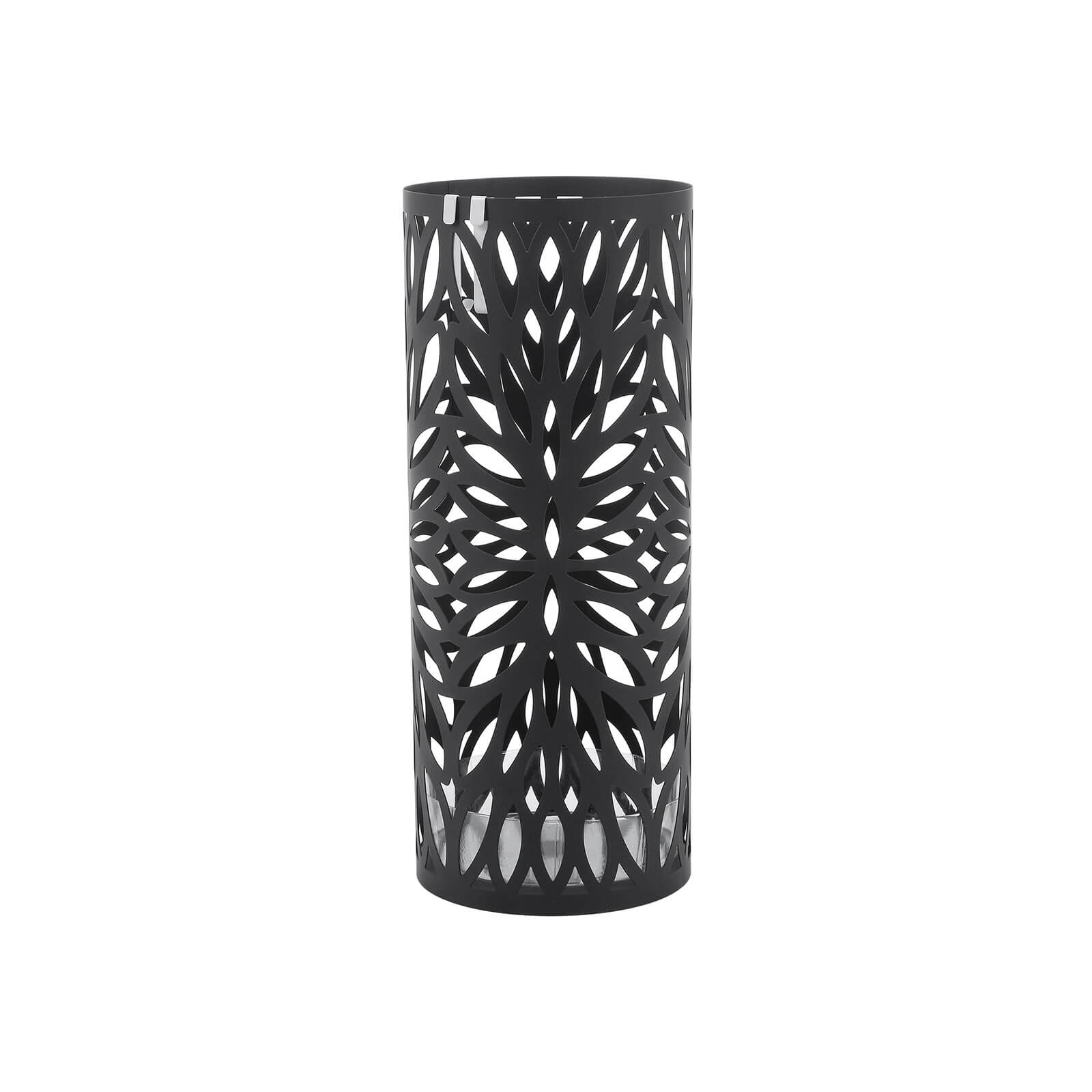 Cylindrical Umbrella Stand - Metal - Black - Includes Hooks and Drip Tray
