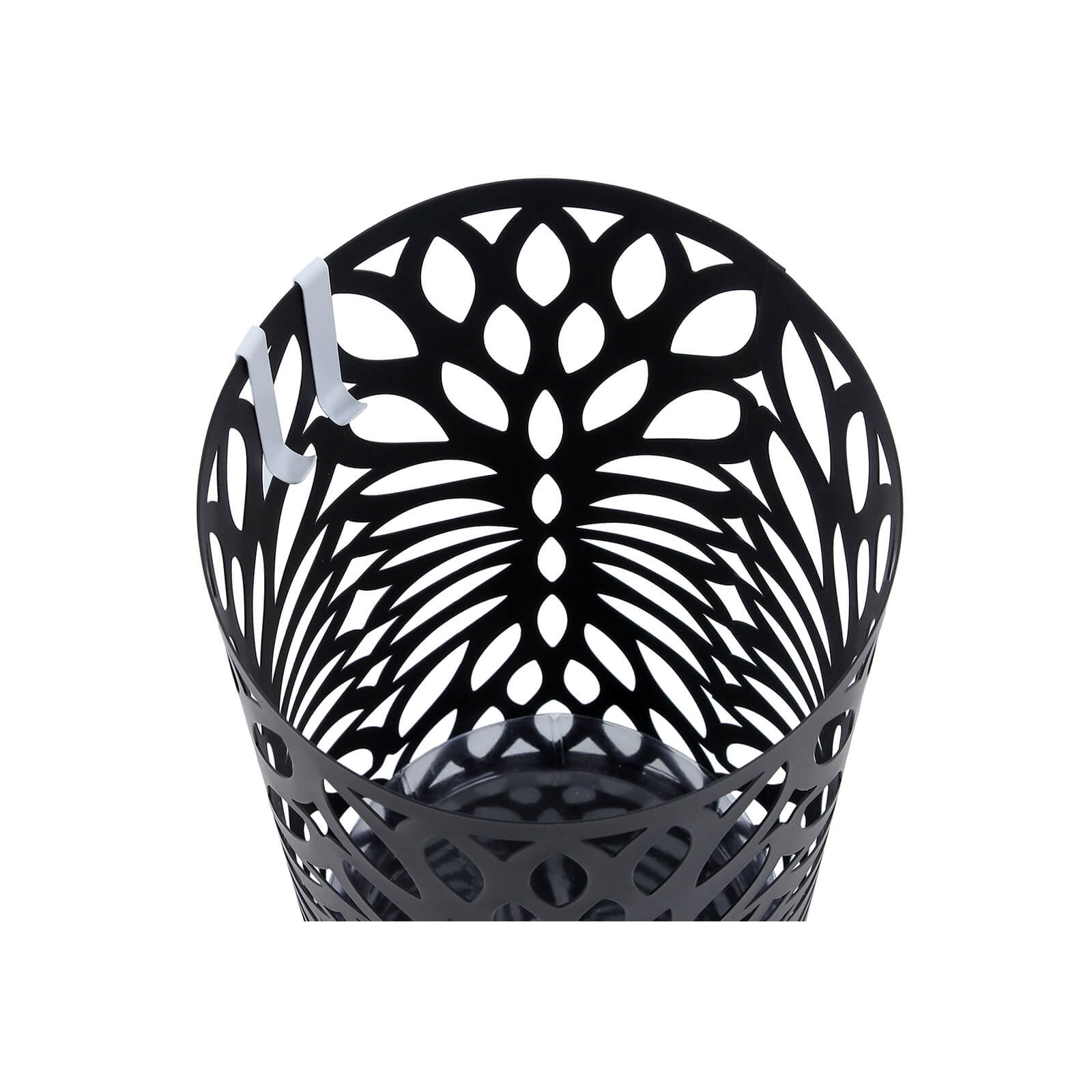 Cylindrical Umbrella Stand - Metal - Black - Includes Hooks and Drip Tray