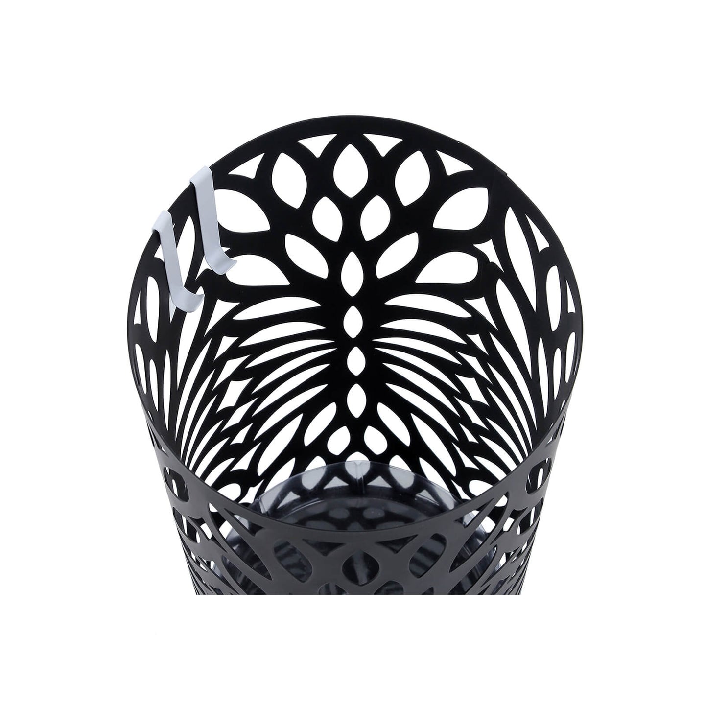 Cylindrical Umbrella Stand - Metal - Black - Includes Hooks and Drip Tray