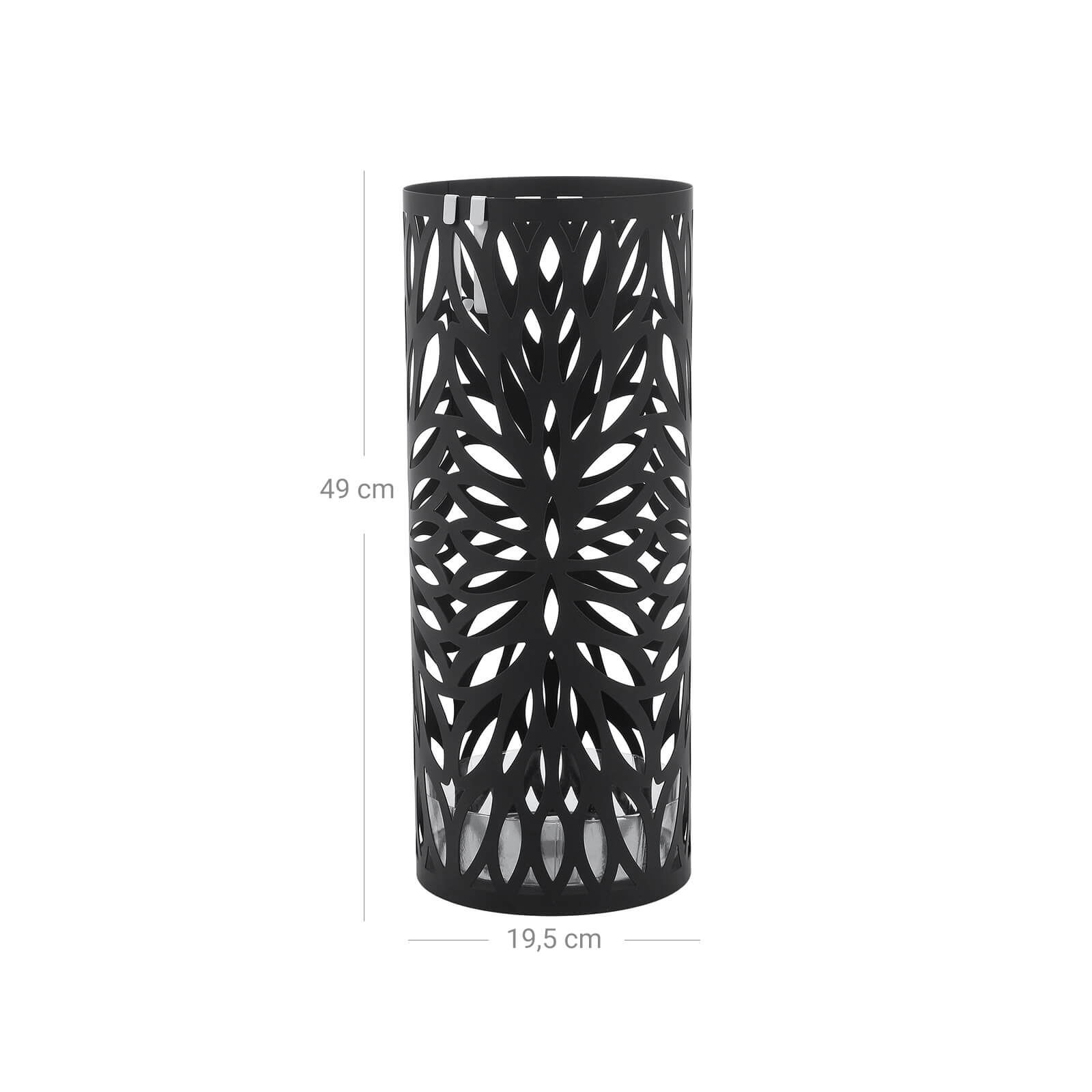 Cylindrical Umbrella Stand - Metal - Black - Includes Hooks and Drip Tray