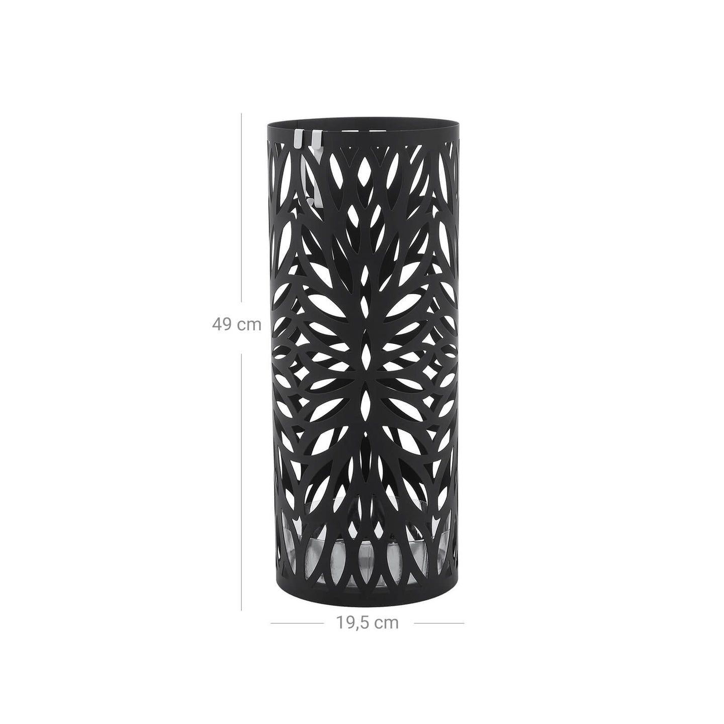 Cylindrical Umbrella Stand - Metal - Black - Includes Hooks and Drip Tray