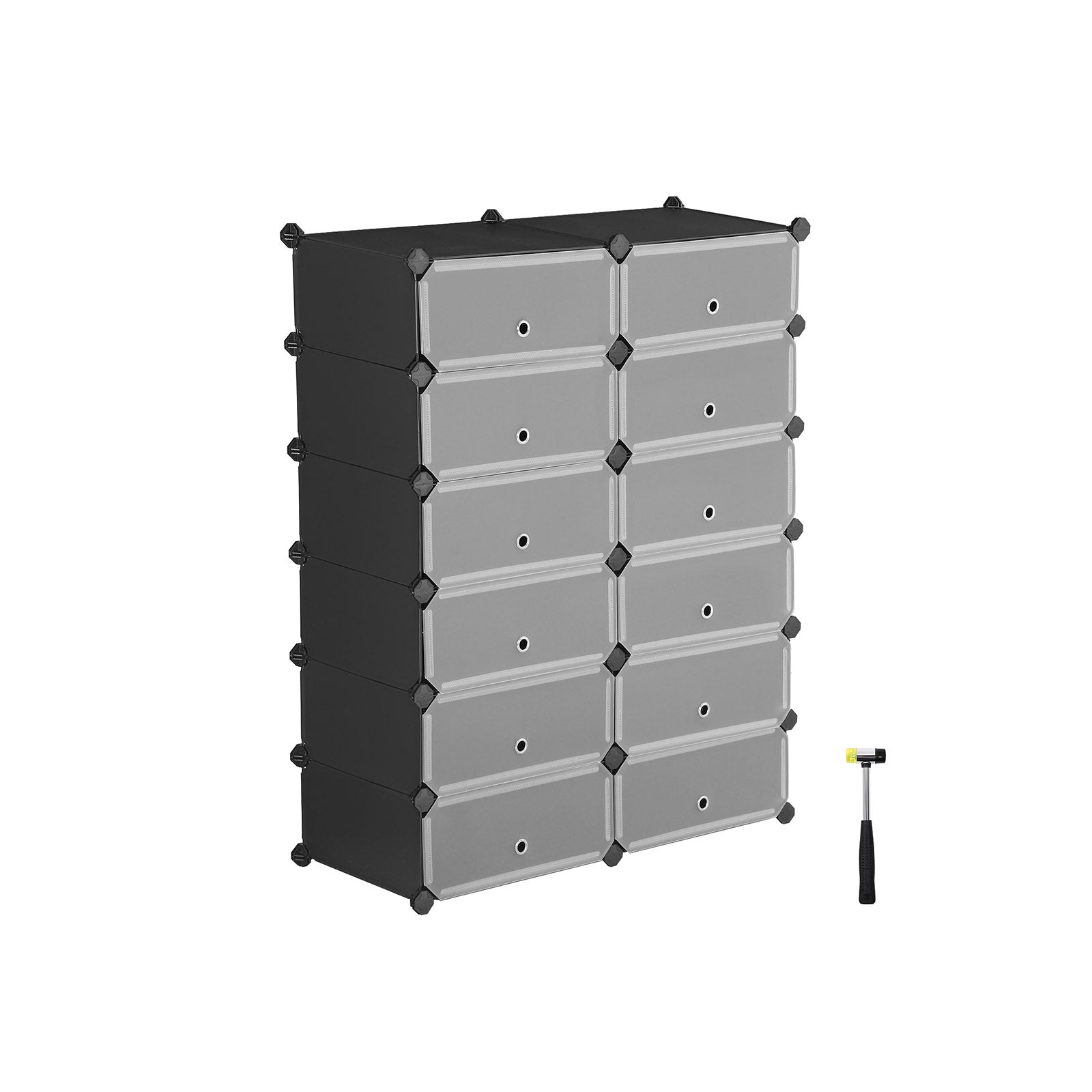 Plastic Storage Organizer - Plastic - White - 12 Cube Interlocking Design