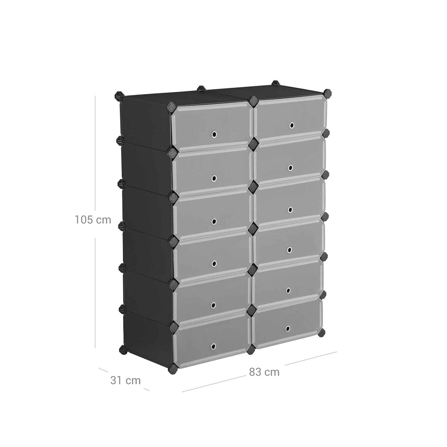 Plastic Storage Organizer - Plastic - White - 12 Cube Interlocking Design