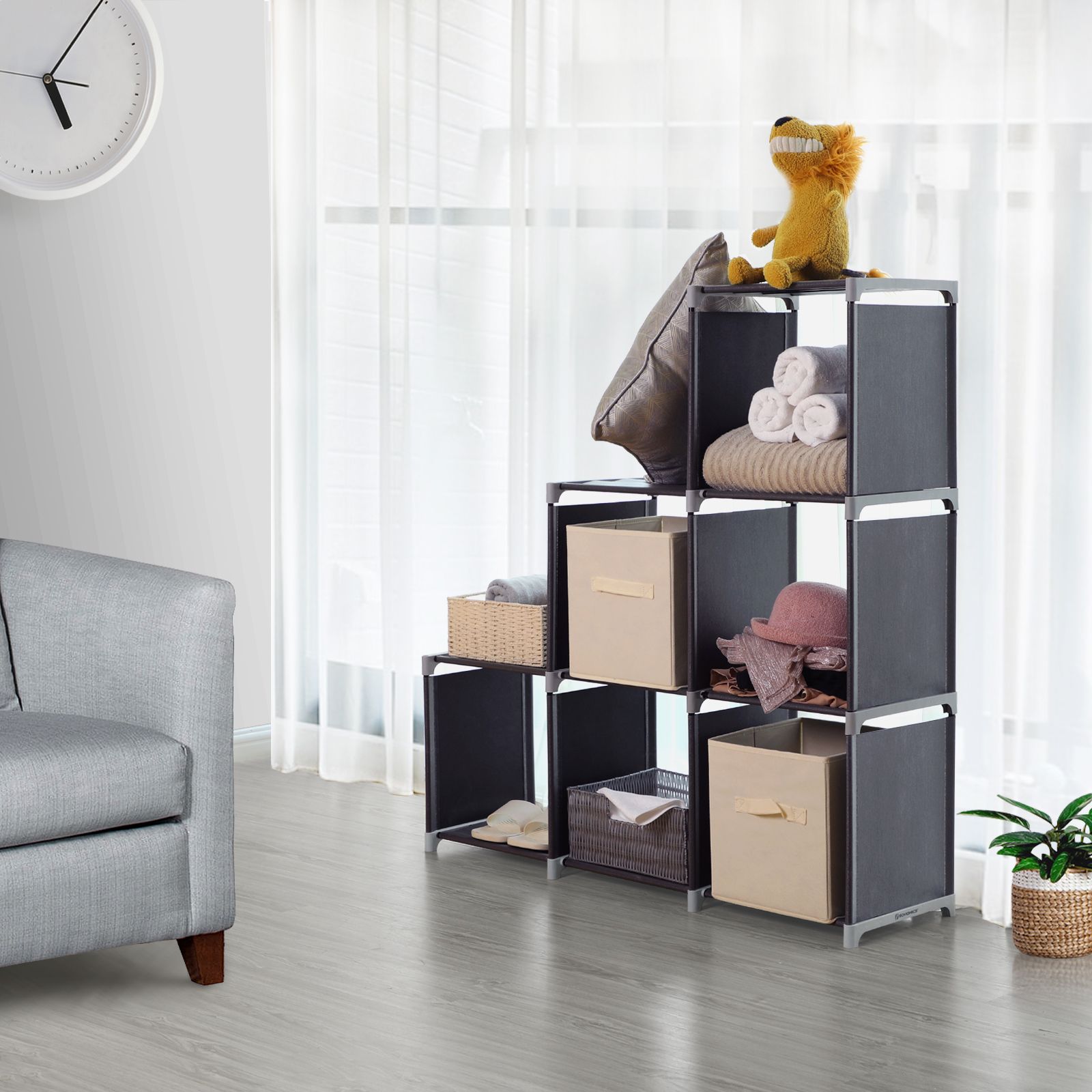 DIY Bookcase - Wood - Black - Multifunctional Storage and Room Divider