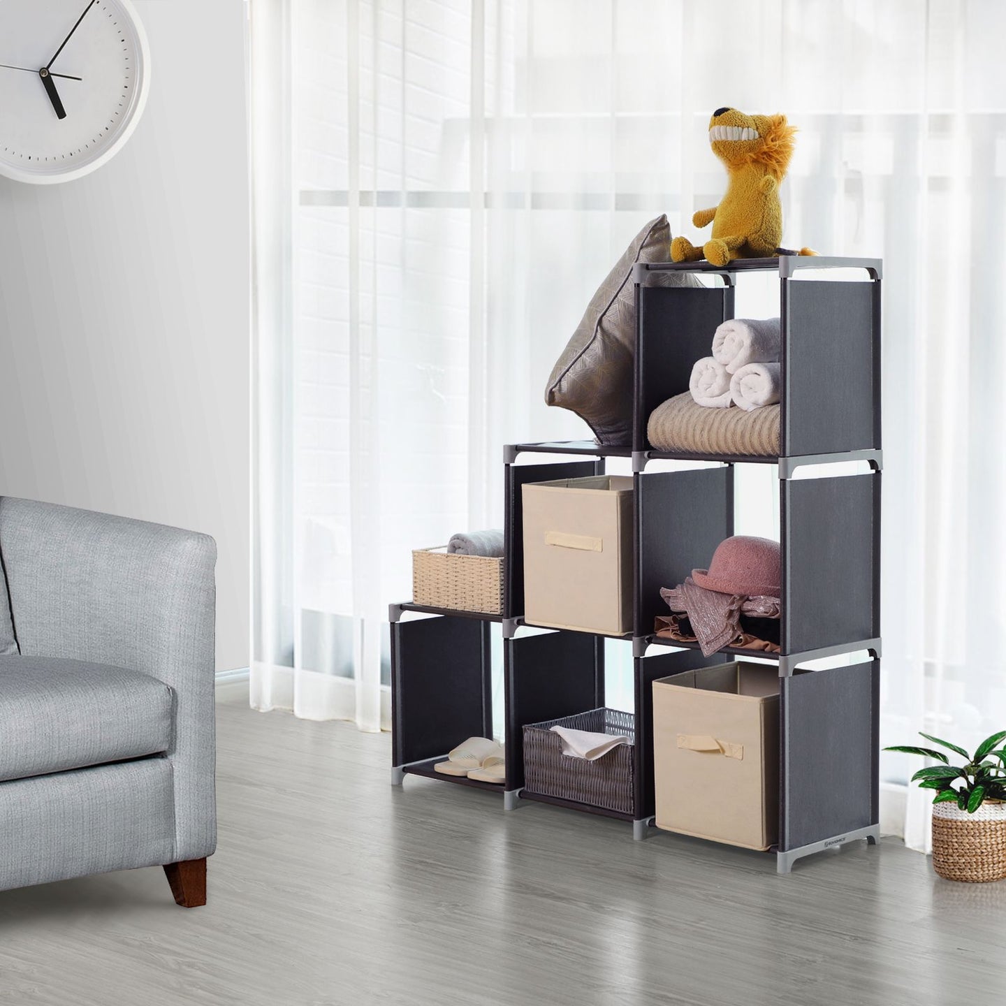 DIY Bookcase - Wood - Black - Multifunctional Storage and Room Divider