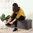 Folding Ottoman - Linen - Dark Grey - Maximum Load 300 kg