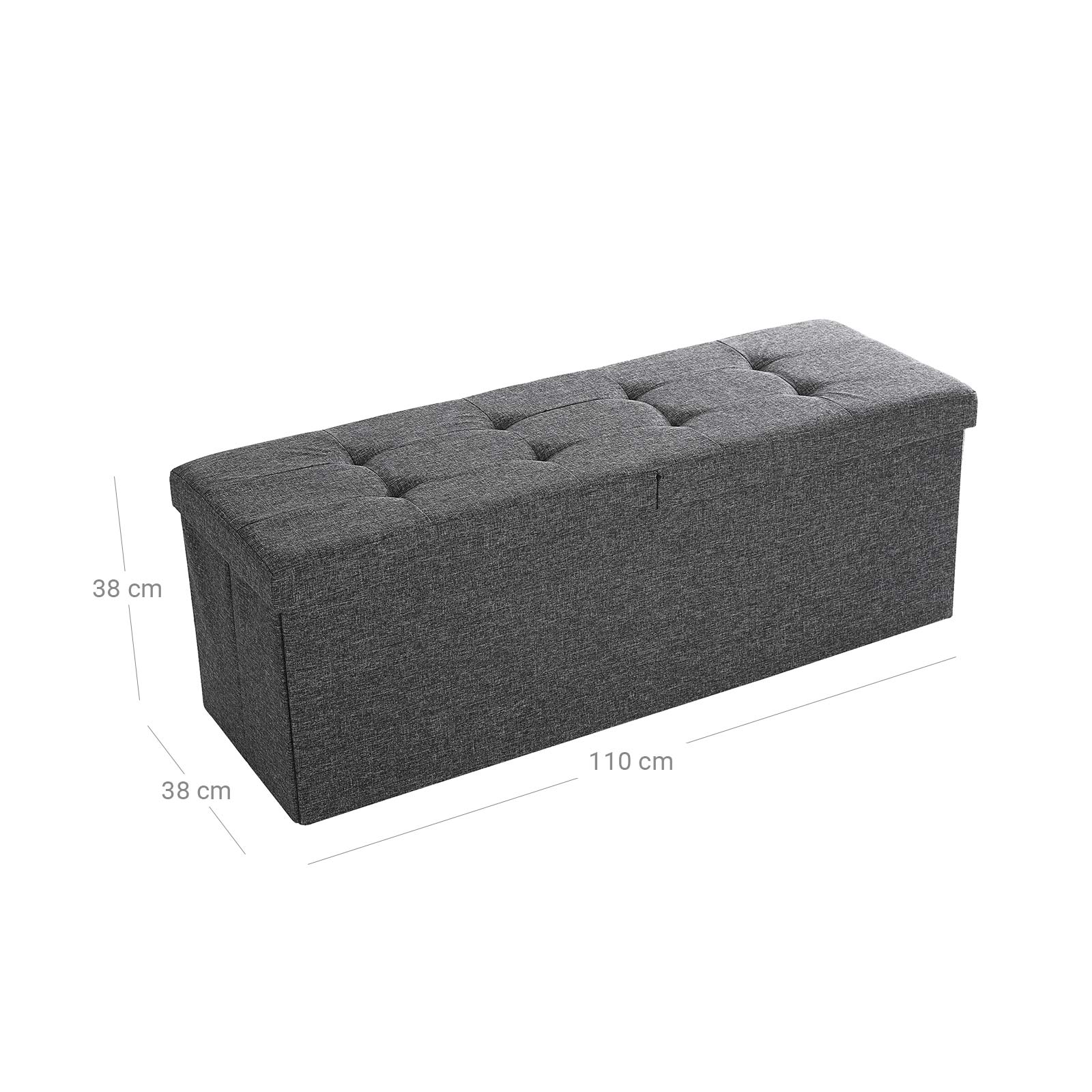 Folding Ottoman - Linen - Dark Grey - Maximum Load 300 kg