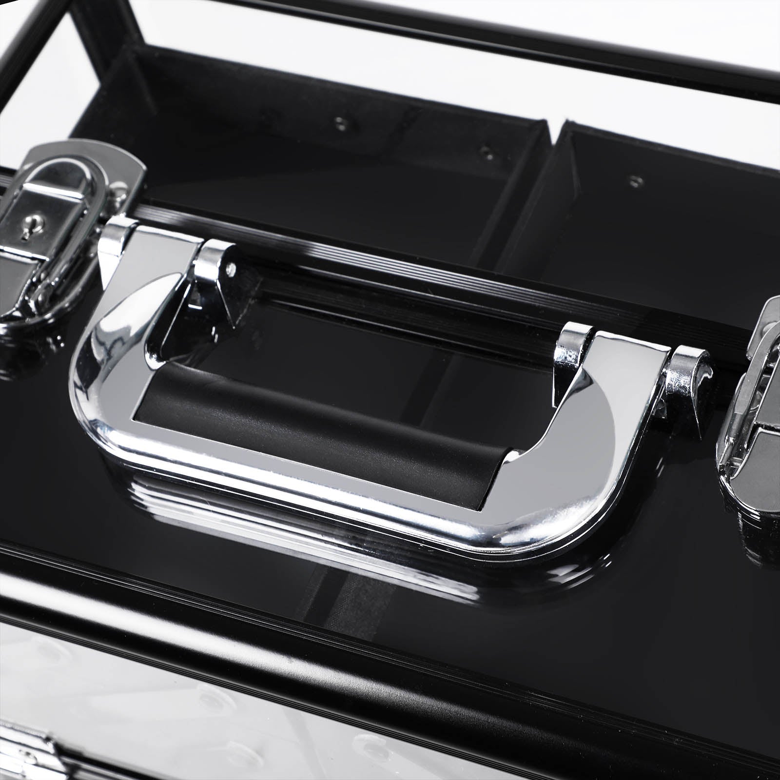 Deluxe Makeup Case - Acrylic - Black - Professional Organiser with Pull-Out Tray