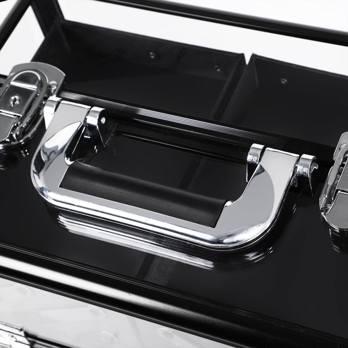 Deluxe Makeup Case - Acrylic - Black - Professional Organiser with Pull-Out Tray