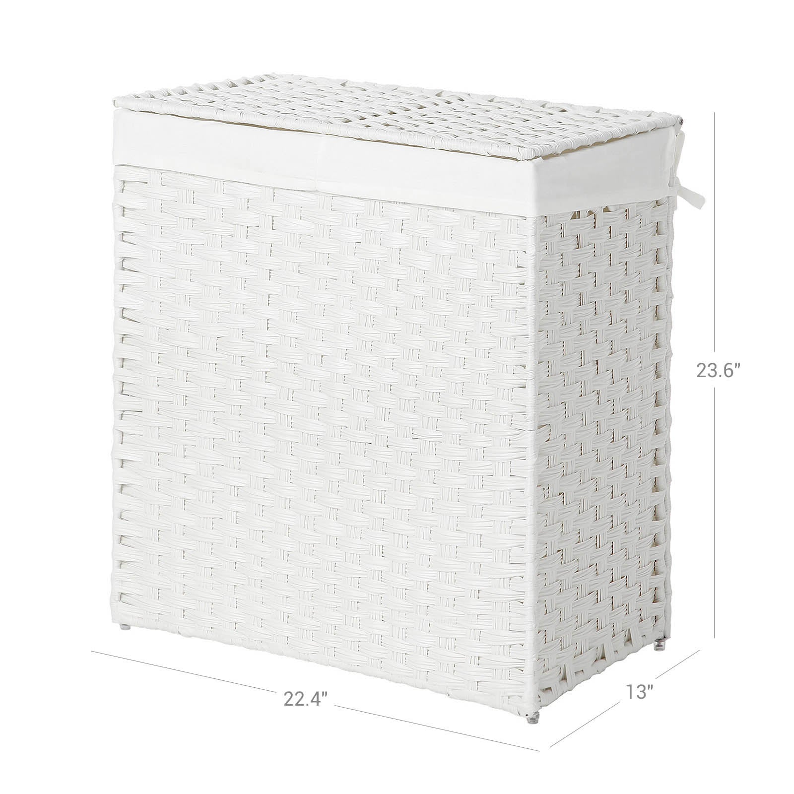 Divided Laundry Basket - Synthetic Rattan - Natural - Foldable with Lid and Removable Liner
