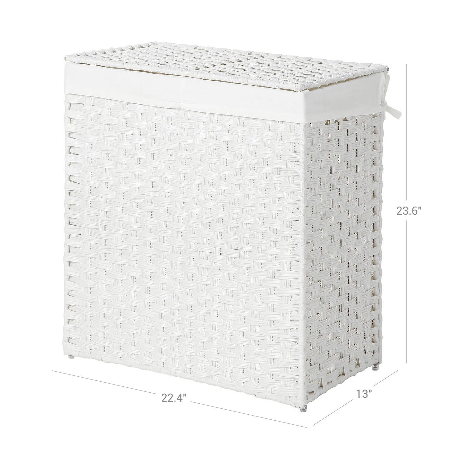 Divided Laundry Basket - Synthetic Rattan - Natural - Foldable with Lid and Removable Liner