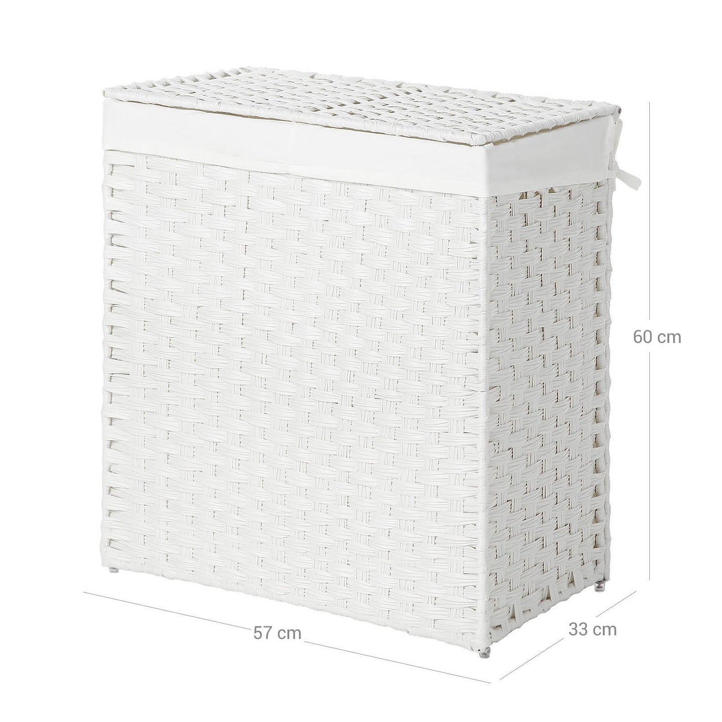 Divided Laundry Basket - Synthetic Rattan - Natural - Foldable with Lid and Removable Liner