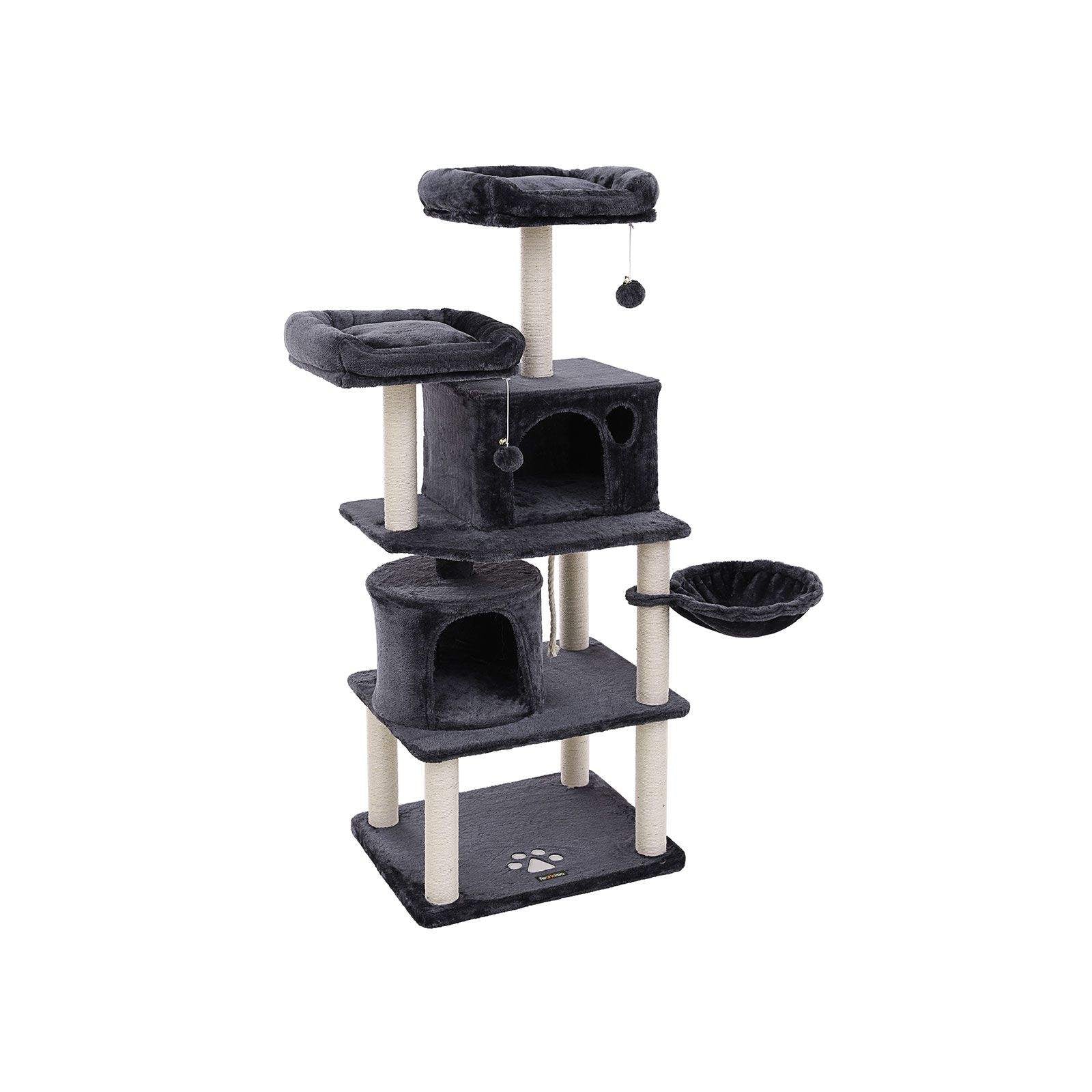 Cat Tree - Engineered Wood - Smoky Grey - Multi-Level with Scratching Posts